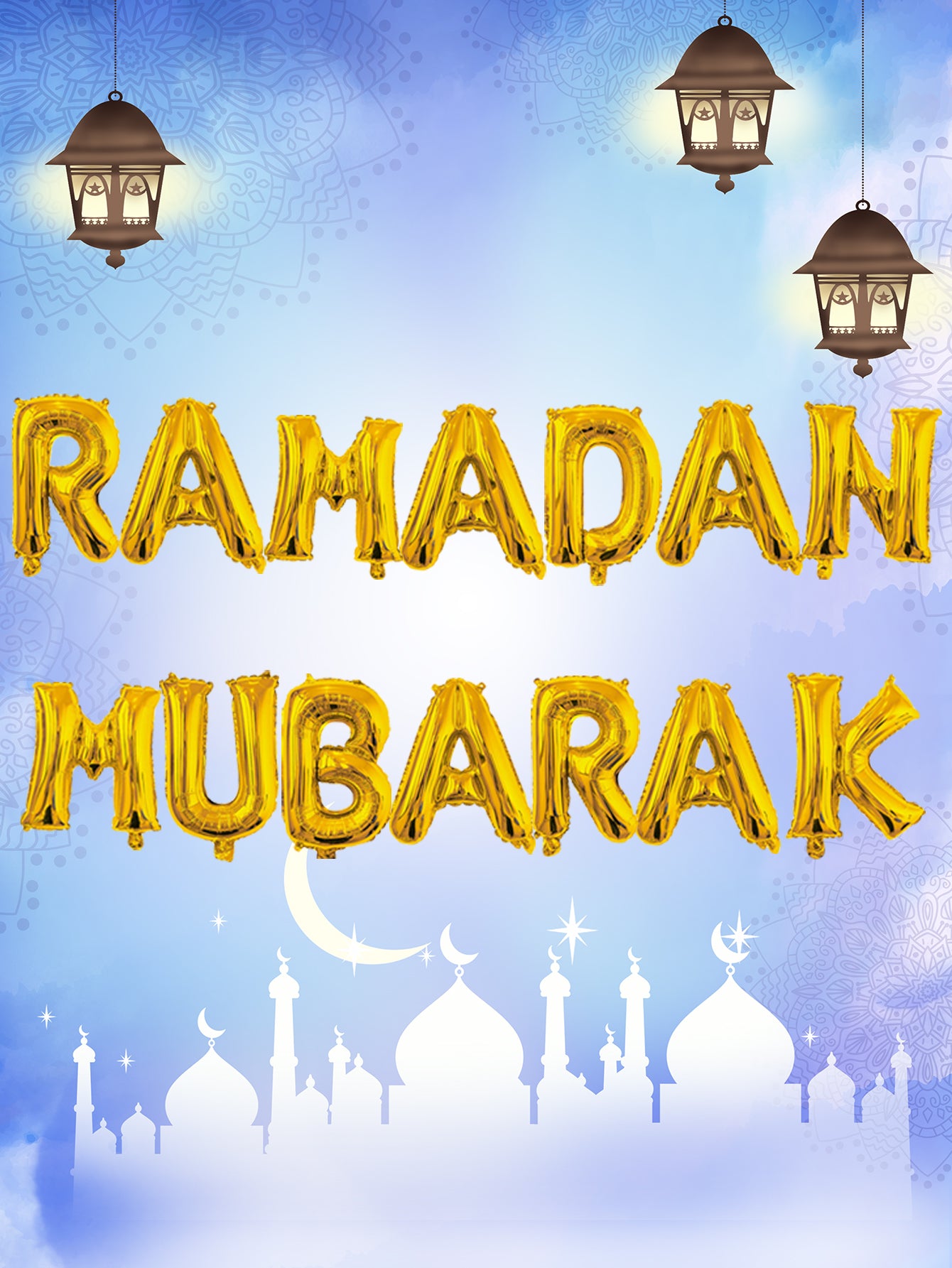 16inch Ramadan Mubarak Letter Foil Balloons