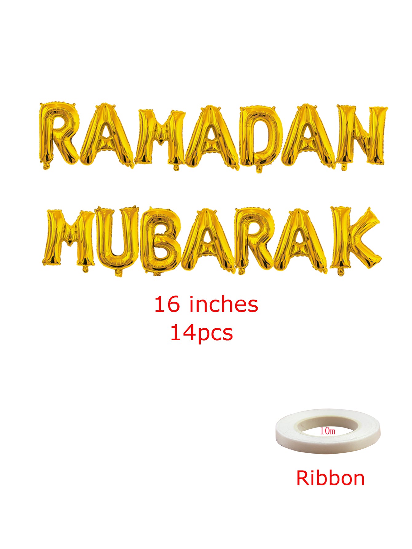 16inch Ramadan Mubarak Letter Foil Balloons