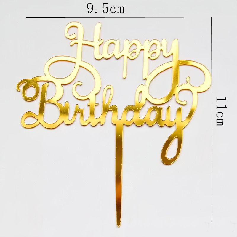 Happy Birthday Cake Topper Gold  (2 pcss)